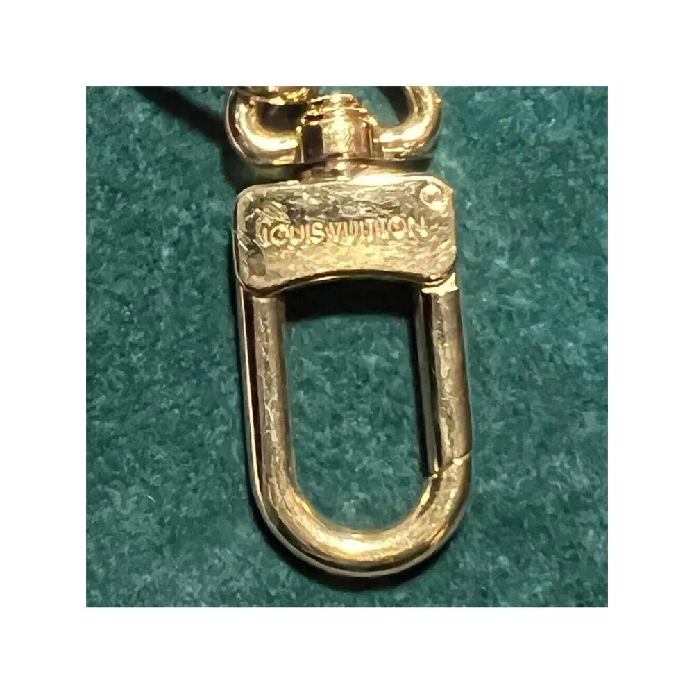 Louis Vuitton gold Bag Charm Keychain Made in Italy Carabiner Ring Slide EC